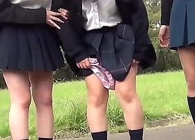 Spied japanese teens pee