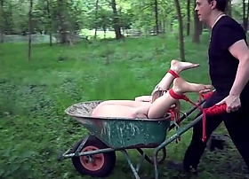 Thraldom old bag trapped in ropes cries in ruthless richness deeps submission